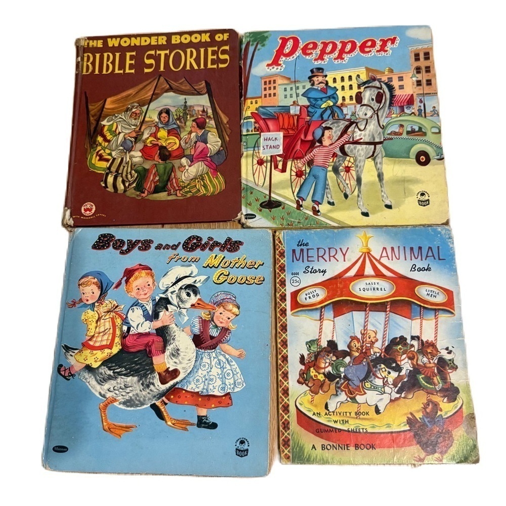 Vintage Kids Storybook Bundle The Merry Animal Story Book Bonnie Pepper